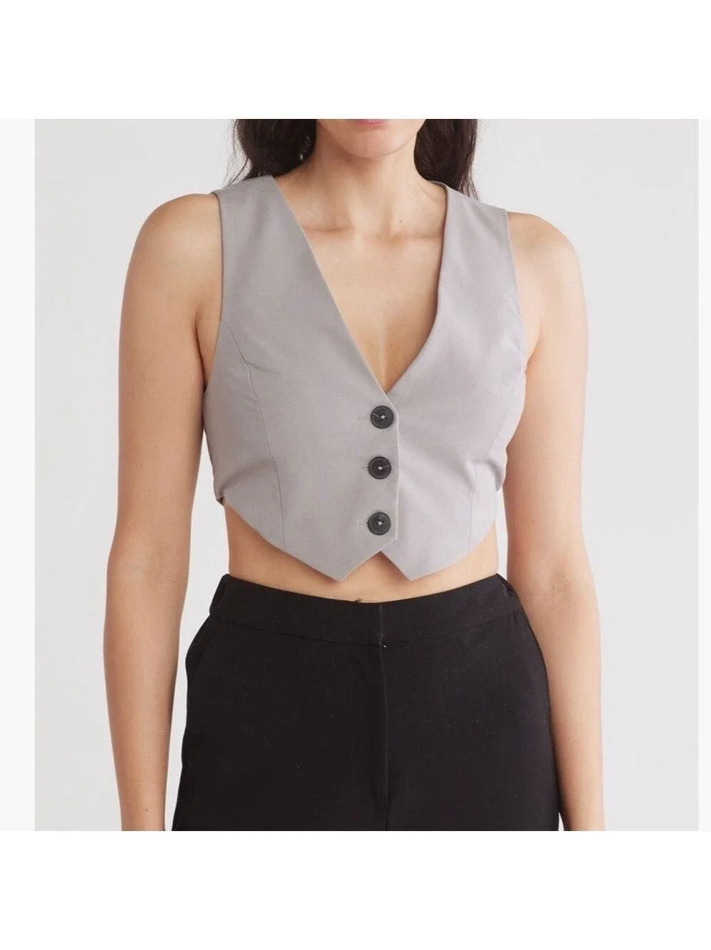 ASOS DESIGN- Crop vest Top-light grey-size 4 NWT